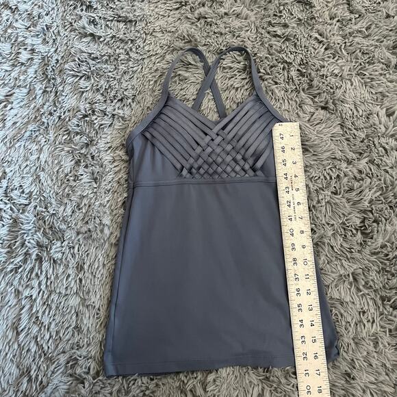 Lorna Jane Woven Front Blue Active Padded Tank Top - Picture 6 of 6
